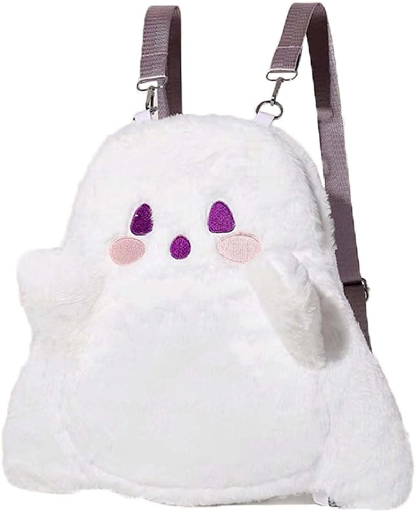 Halloween Cute Ghost Face Backpacks, Mini Crossbody Candy Bag, Plush Spooky backpack, Kawaii Cart... | Amazon (US)