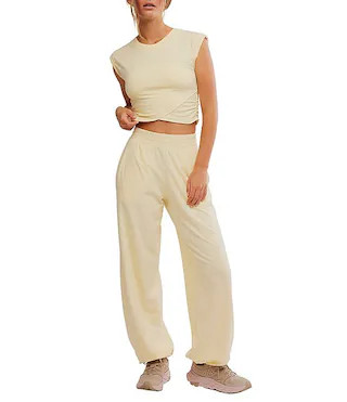 FP Movement Hot Shot Crossover Crew Neck Cropped Muscle Tee & High-Rise Waist Pant Coordinating S... | Dillard's