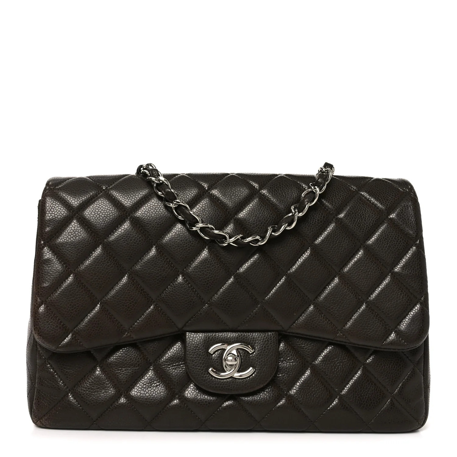 Chanel Caviar Quilted Jumbo Single Flap Dark Brown 1853152 | FASHIONPHILE (US)