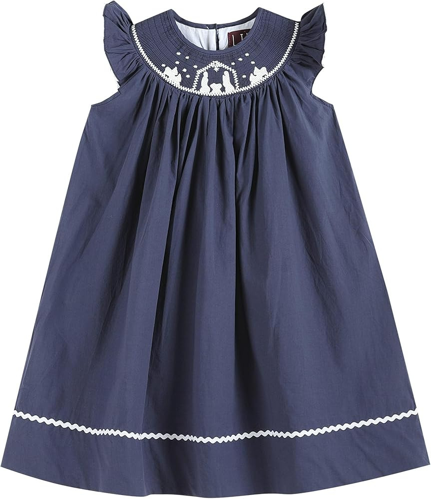 Lil cactus Baby and Girls Christmas Smocked Bishop Dress | Amazon (US)