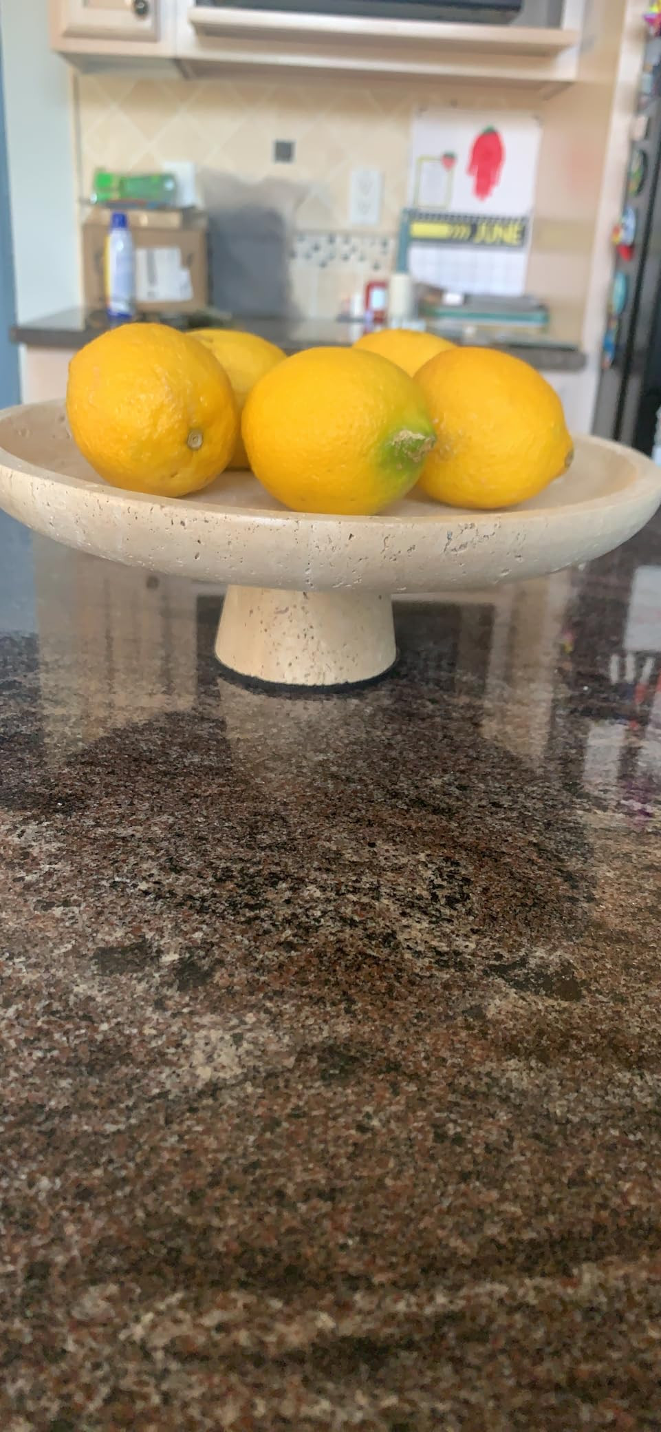 Natural Travertine Fruit Bowl for Kitchen Counter 10.2", Large Decorative Bowl Pedestal for Home ... | Amazon (US)