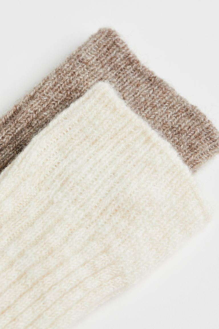 2er-Pack Socken aus Wollmix - Beige/Weiß - Ladies | H&M DE | H&M (DE, AT, CH, NL, FI)