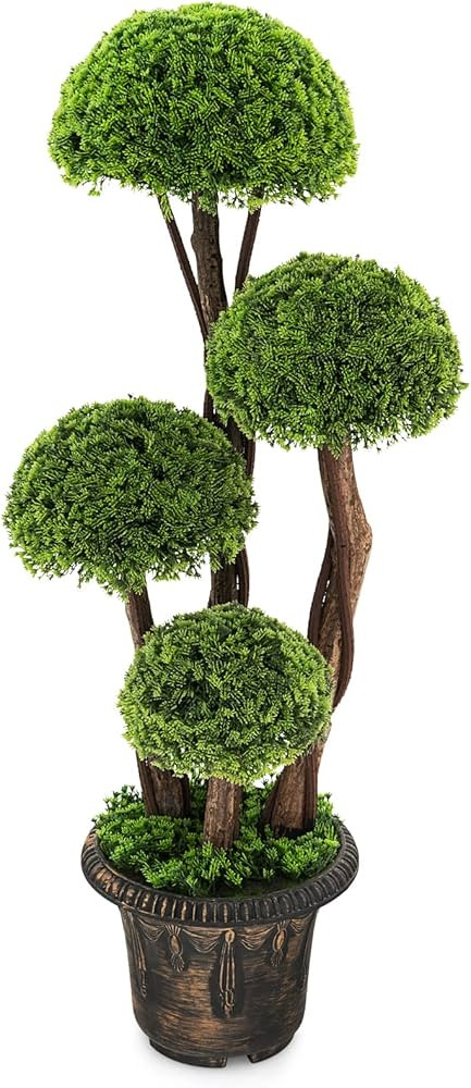 Goplus Artificial Cypress Topiary Ball Tree, 3 Ft Tall Artificial Plant, Indoor/Outdoor Topiary T... | Amazon (US)