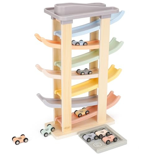 Joyreal Montessori Toddler Toys for 1 2 3 Year Old Wooden Car Ramp Toys | Amazon (US)