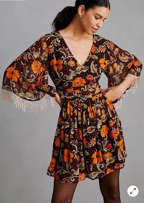 NWT Verb by Pallavi Singhee Anthropologie BEADED MINI DRESS Sold Out* Small Brn  | eBay | eBay US