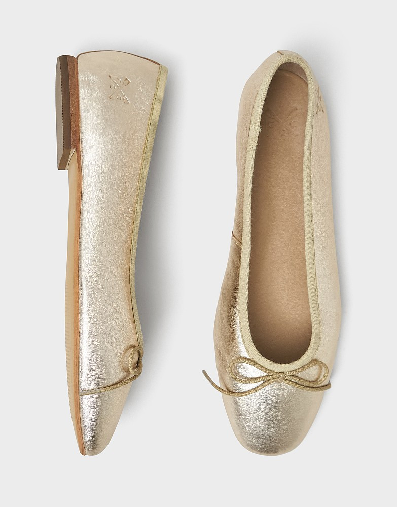 Classic Ballet Pumps in Gold | Crew Clothing (UK)