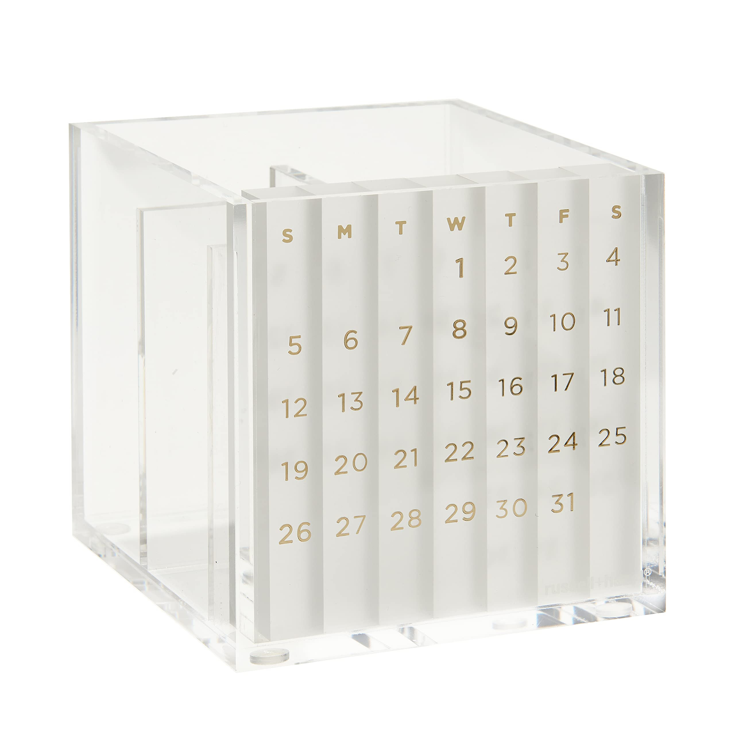 russell+hazel Acrylic Perpetual Calendar and Pencil Bloc Two Compartment Pen Cup, Office Supplies... | Amazon (US)