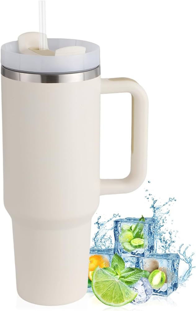 slok 40 oz Tumbler with Handle and Straw, Stainless Steel Vacuum Insulated Water Tumbler for Hot ... | Amazon (US)