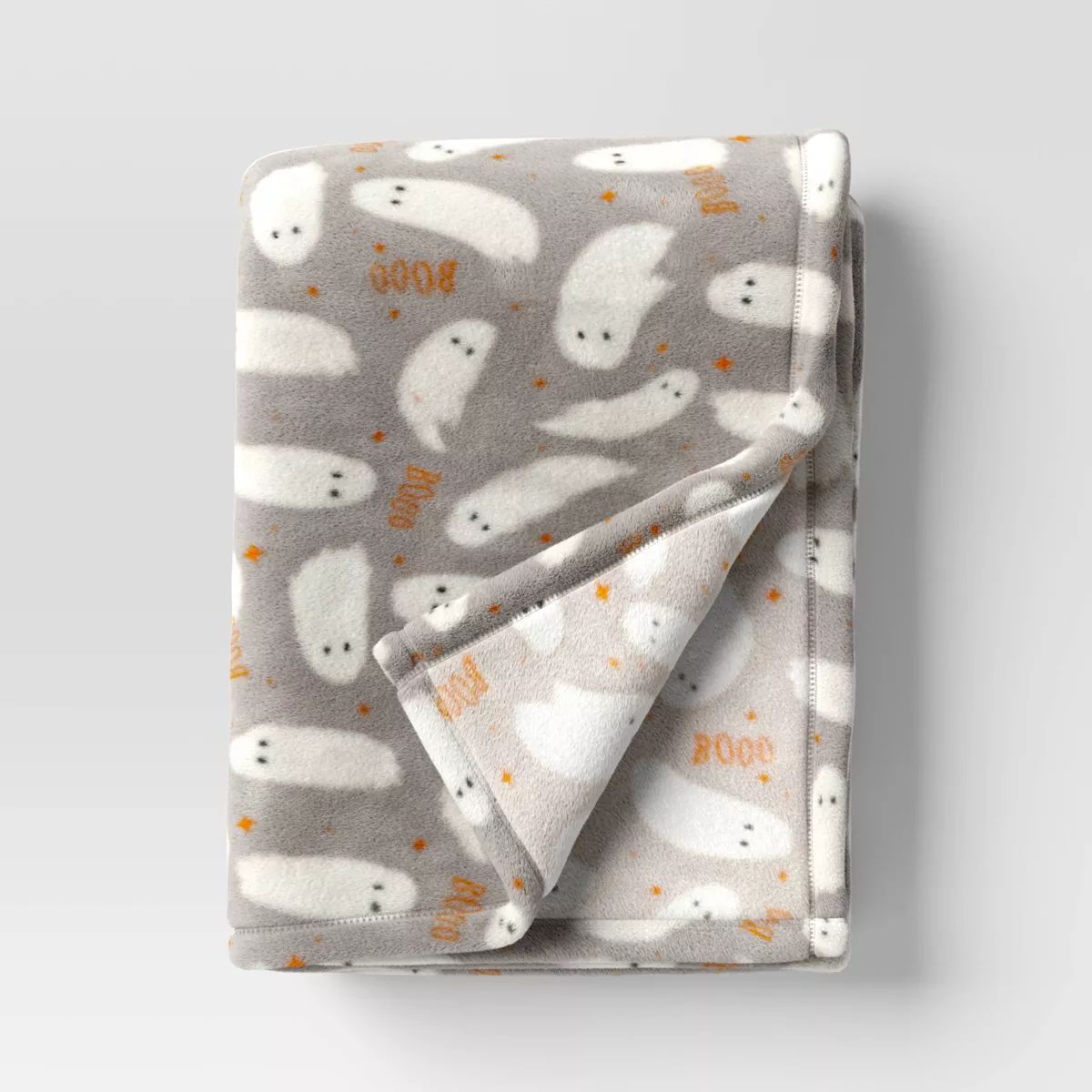 Ghost Printed Plush Halloween Throw Blanket Gray/Ivory - Hyde & EEK! Boutique™ | Target