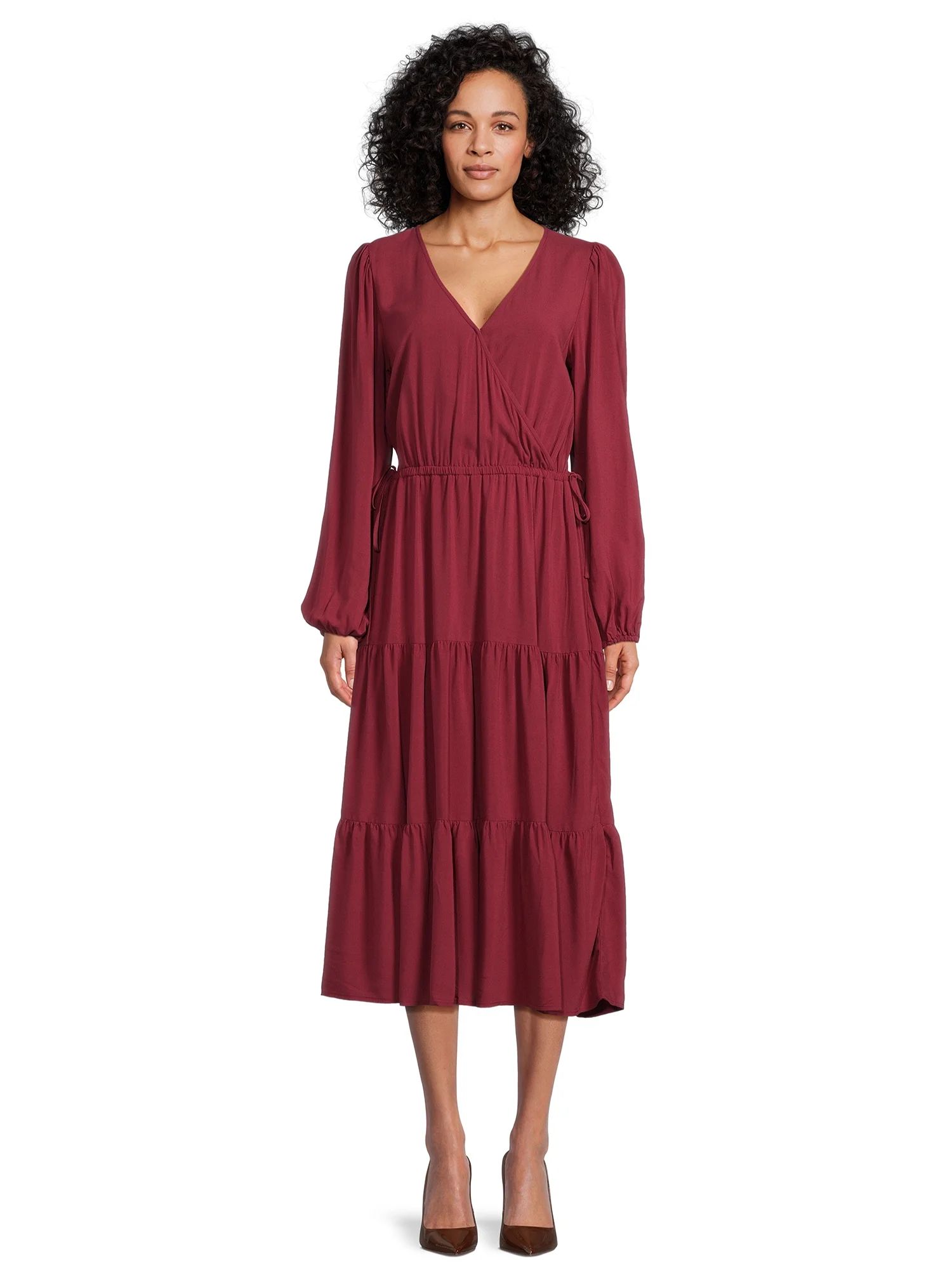 Time and Tru Women's Tiered Side Tie Dress, Sizes XS-XXXL | Walmart (US)