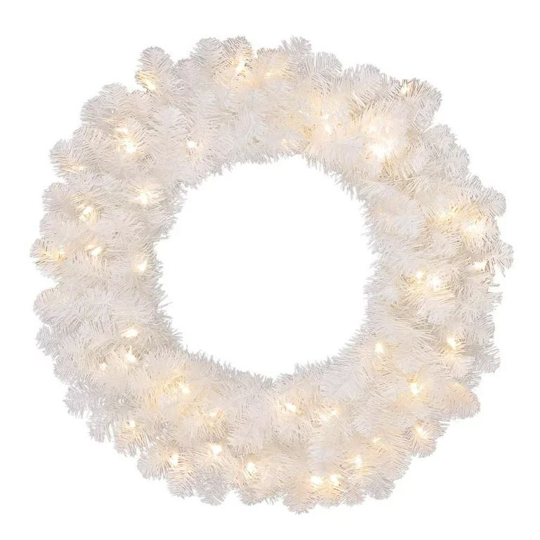 Perfect Holiday 24" Pre-lit Christmas Crystal White Wreath - Plugin | Walmart (US)