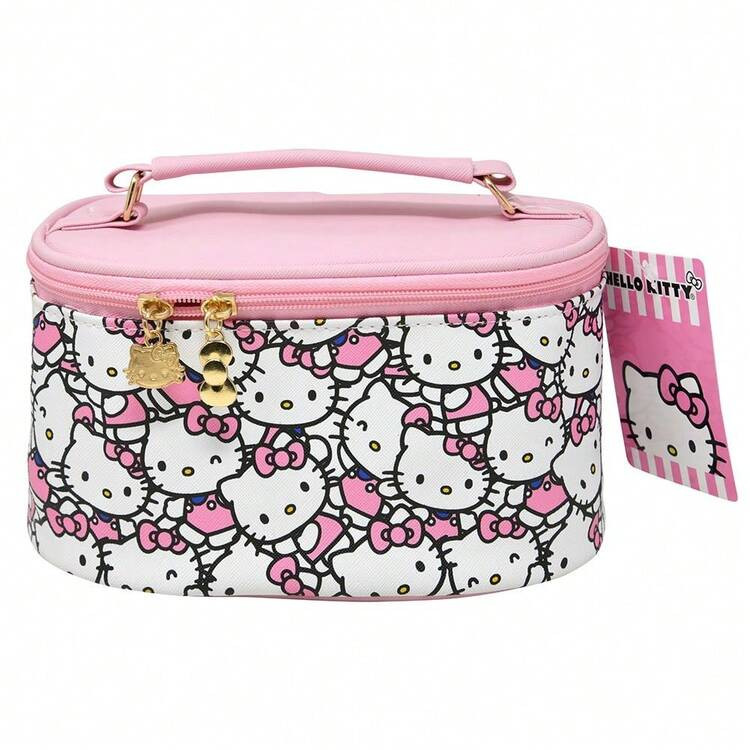 Hello Kitty Sanrio Cosmetics Vanity Pouch Bag Make Up Tote Authentic Metal Charm | SHEIN