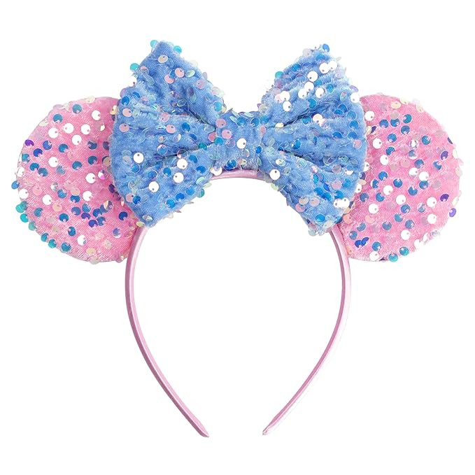 Sparkling Mouse Ears Sequin Bow Ears Headband for Women Hair Band Dazzling Accessories Headwear f... | Amazon (US)
