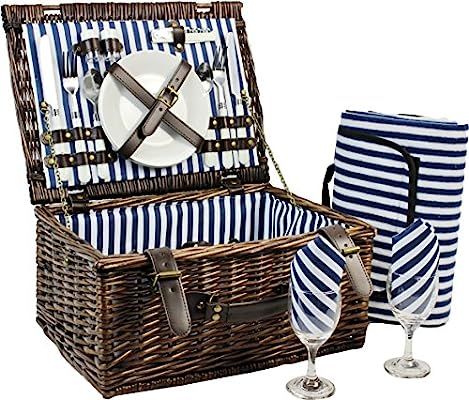 INNO STAGE Wicker Picnic Basket for 2, Picnic Set for 2,Willow Hamper Service Gift Set for Campin... | Amazon (US)