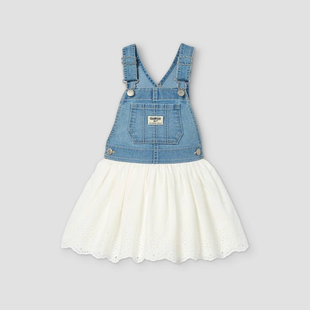 OshKosh B'gosh Toddler Girls' Eyelet Denim Dress - Blue/White 3T | Target