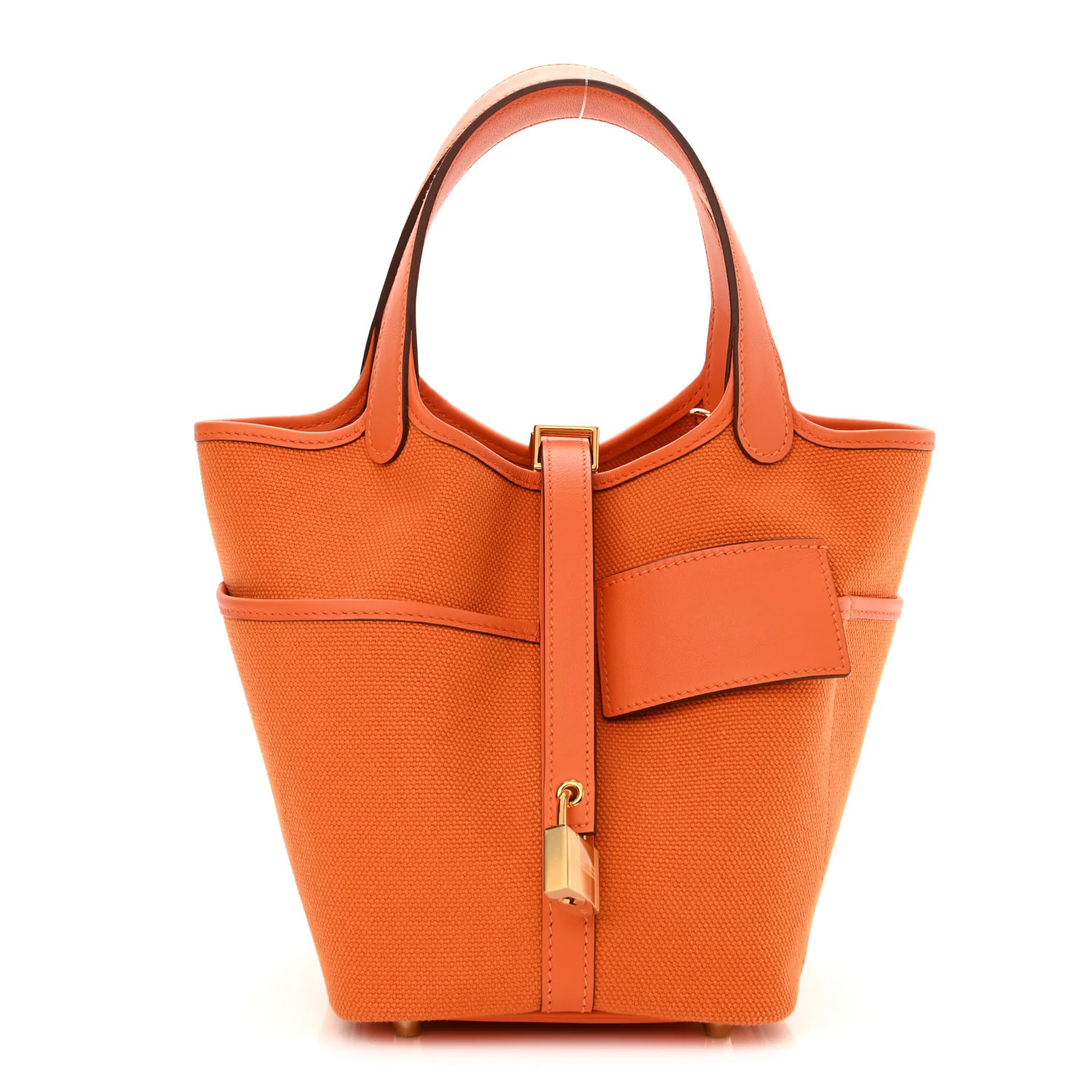 HERMES Toile Goeland Swift Cargo Picotin Lock 18 Orange | FASHIONPHILE (US)