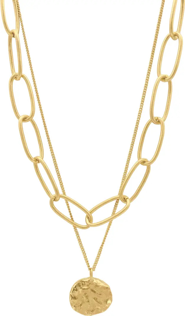 14K Gold Plate Large Chain & Coin Layered Necklace | Nordstrom Rack