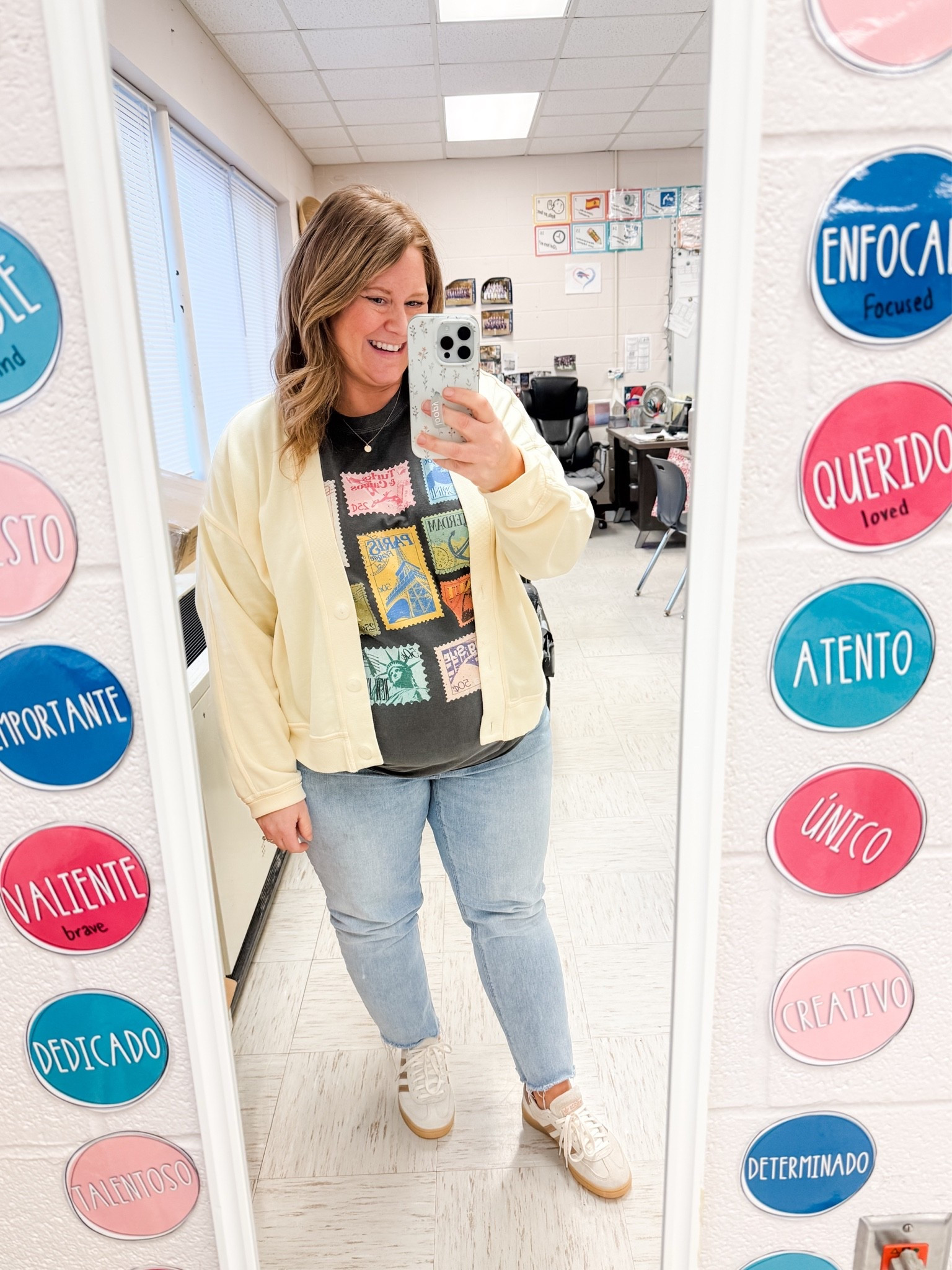 Wearing an XL in my tee and cardigan. You can use code STEPHSHARES20 to save on the tee at Mountain Moverz! Maternity jeans are older so linked similar.

#LTKBump #LTKMidsize #LTKPetite