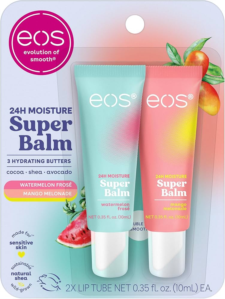eos 24H Moisture Super Balm- Watermelon Frosé & Mango Melonade, Lip Mask, Day or Night Lip Treat... | Amazon (US)