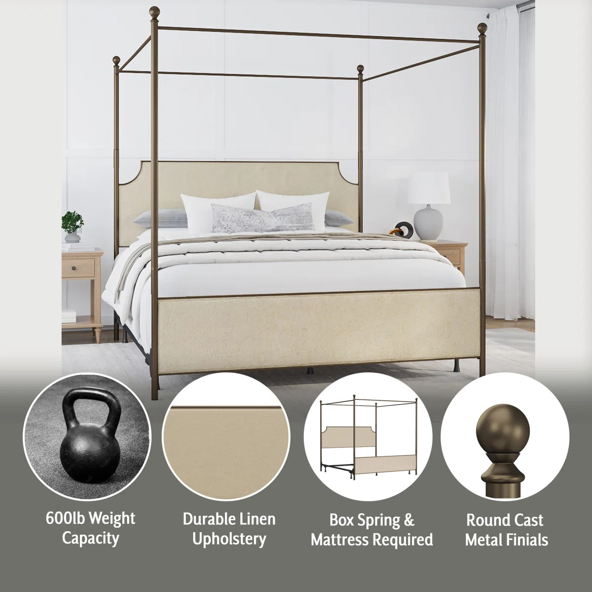 Olague Low Profile Canopy Bed | Wayfair North America