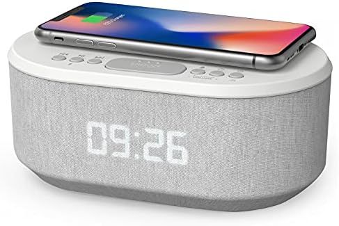Amazon.com: Bedside Radio Alarm Clock with USB Charger, Bluetooth Speaker, QI Wireless Charging, ... | Amazon (US)