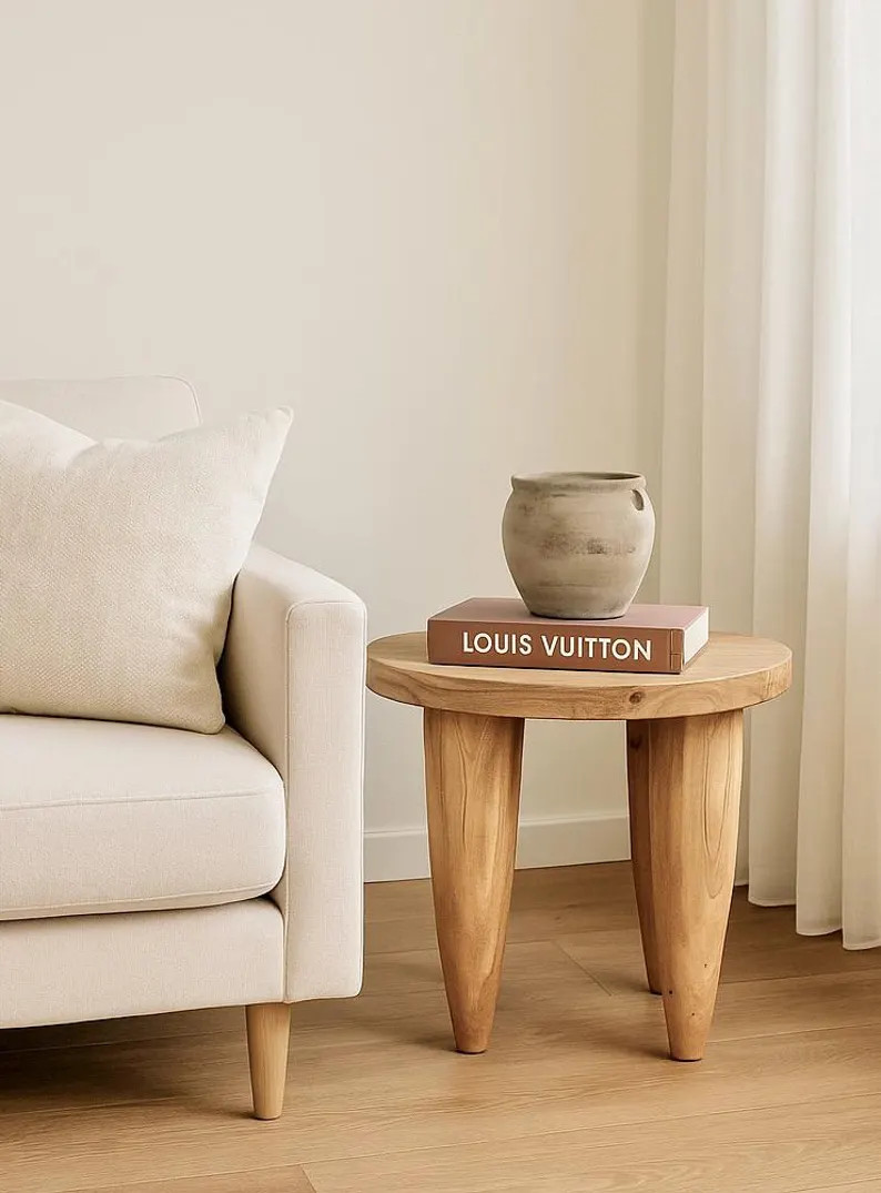 Handcrafted Elm Wood Stool: Senufo Style Accent Table - Etsy | Etsy (US)