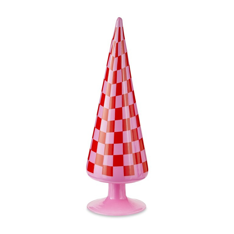 Red and Pink Checkered Glass Tree, 9 in, Holiday Time - Walmart.com | Walmart (US)