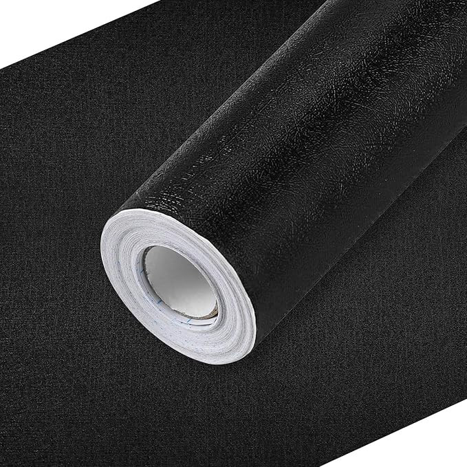 17.7" X 118" Black Contact Paper, Black Wallpaper Peel and Stick, Matte Textured Self Adhesive Co... | Amazon (US)