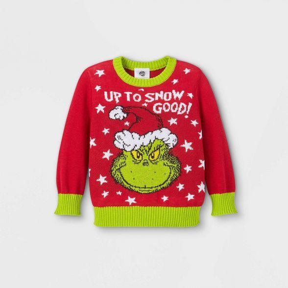 Toddler Boys' The Grinch 'Up to Snow Good' Sweater - Red | Target