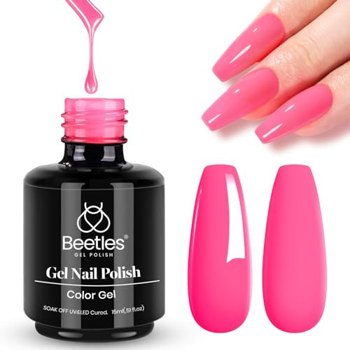 Beetles Pink Gel Nail Polish - Hot Pink Gel Polish, 15ML/0.51Fl Oz Neon Color, Soak Off UV LED Lamp Nail Art, Long-Lasting Manicure Salon DIY Home Spring Valentines Nails - Gifts for Her | Amazon (US)