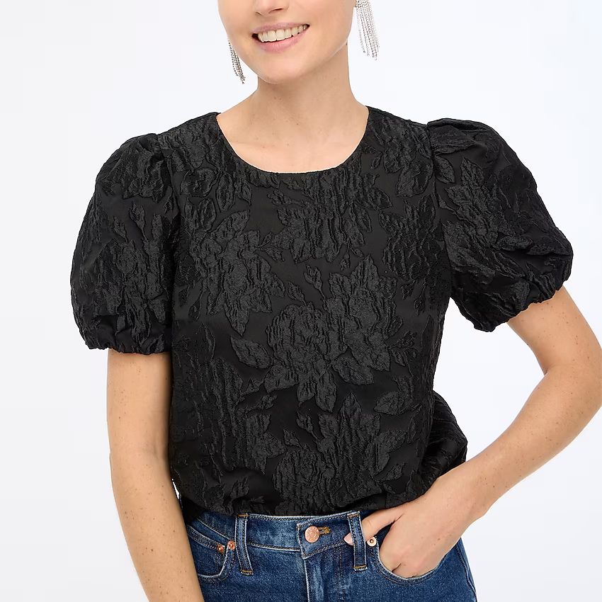 Floral puff-sleeve top | J.Crew Factory