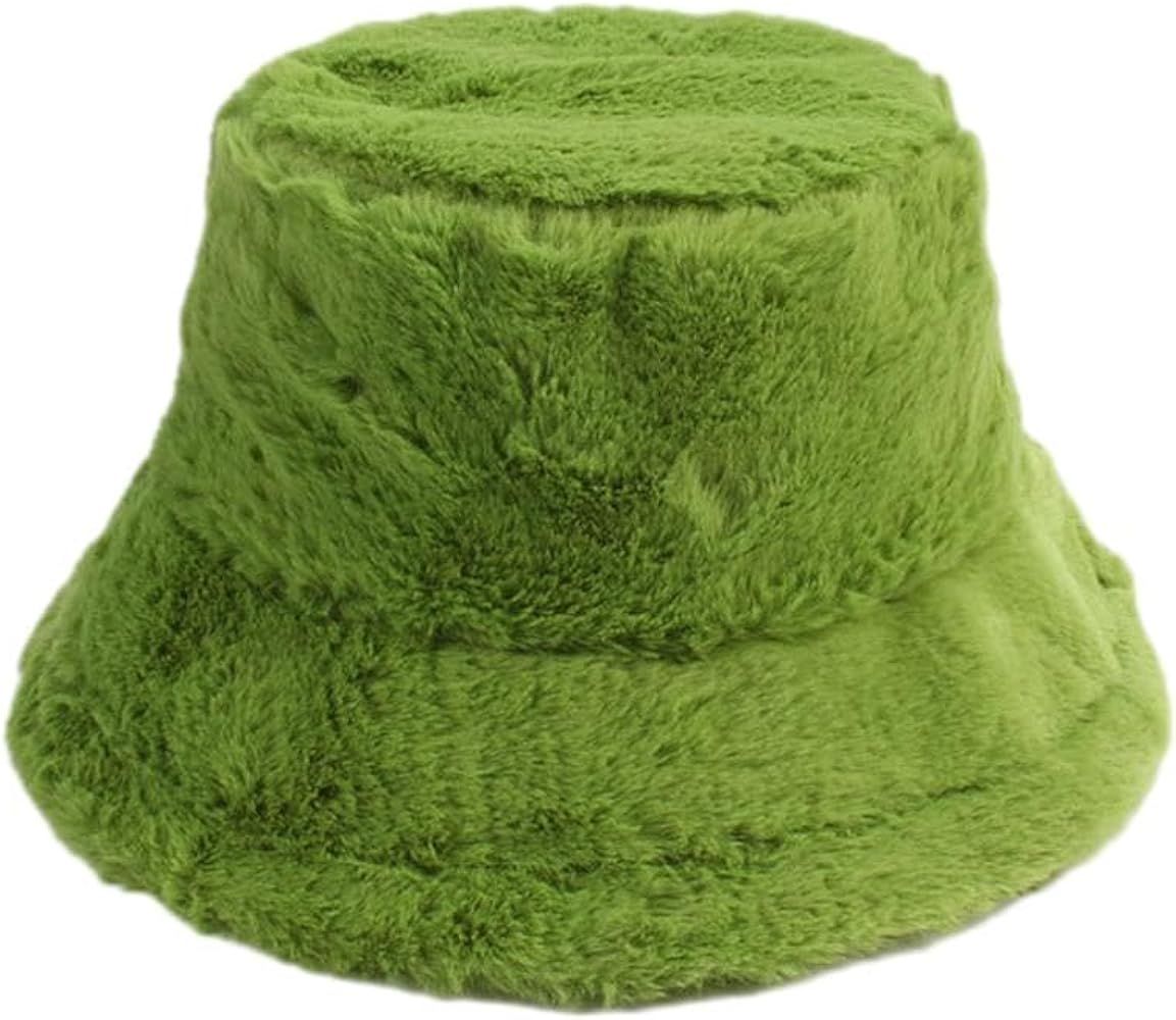 Couple's Winter Bucket Hat Warm Plush Fisherman Hat Solid Color Bucket Hats | Amazon (US)