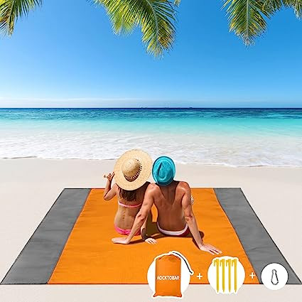 AOCKTOBAR Beach Blanket Waterproof Sandproof, 96''×108'' Picnic Beach Blankets Oversized for 4-7... | Amazon (US)