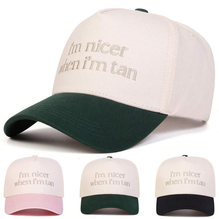 1pc Women's "I'M NICER WHEN I'M TAN" Trucker Hat, Personalized Letter Embroidery Baseball Cap, St... | SHEIN