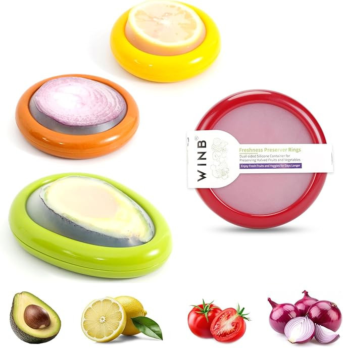 Winb Set of 4 Reusable Fruit and Veggie Savers - Ideal for Avocados, Tomatoes, Apples, Garlic, On... | Amazon (US)