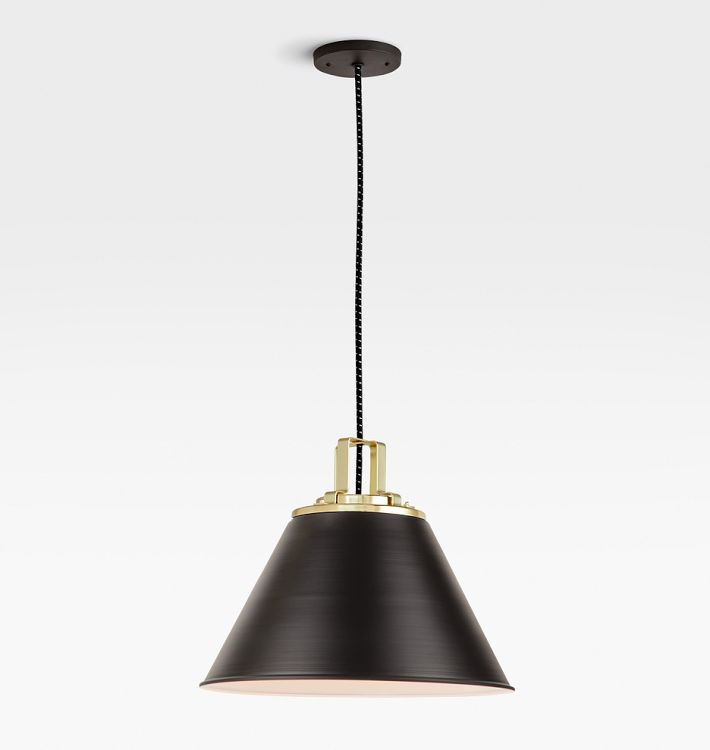 Butte 18" Cone Pendant, Aged Brass Fitter | Rejuvenation