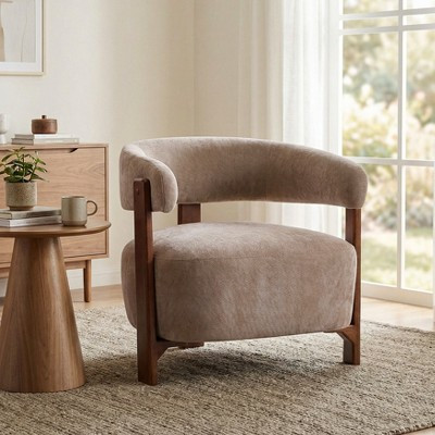 Christopher Knight Home Aubert Modern Rubberwood Upholstered Accent Chair, Light Brown/Walnut | Target