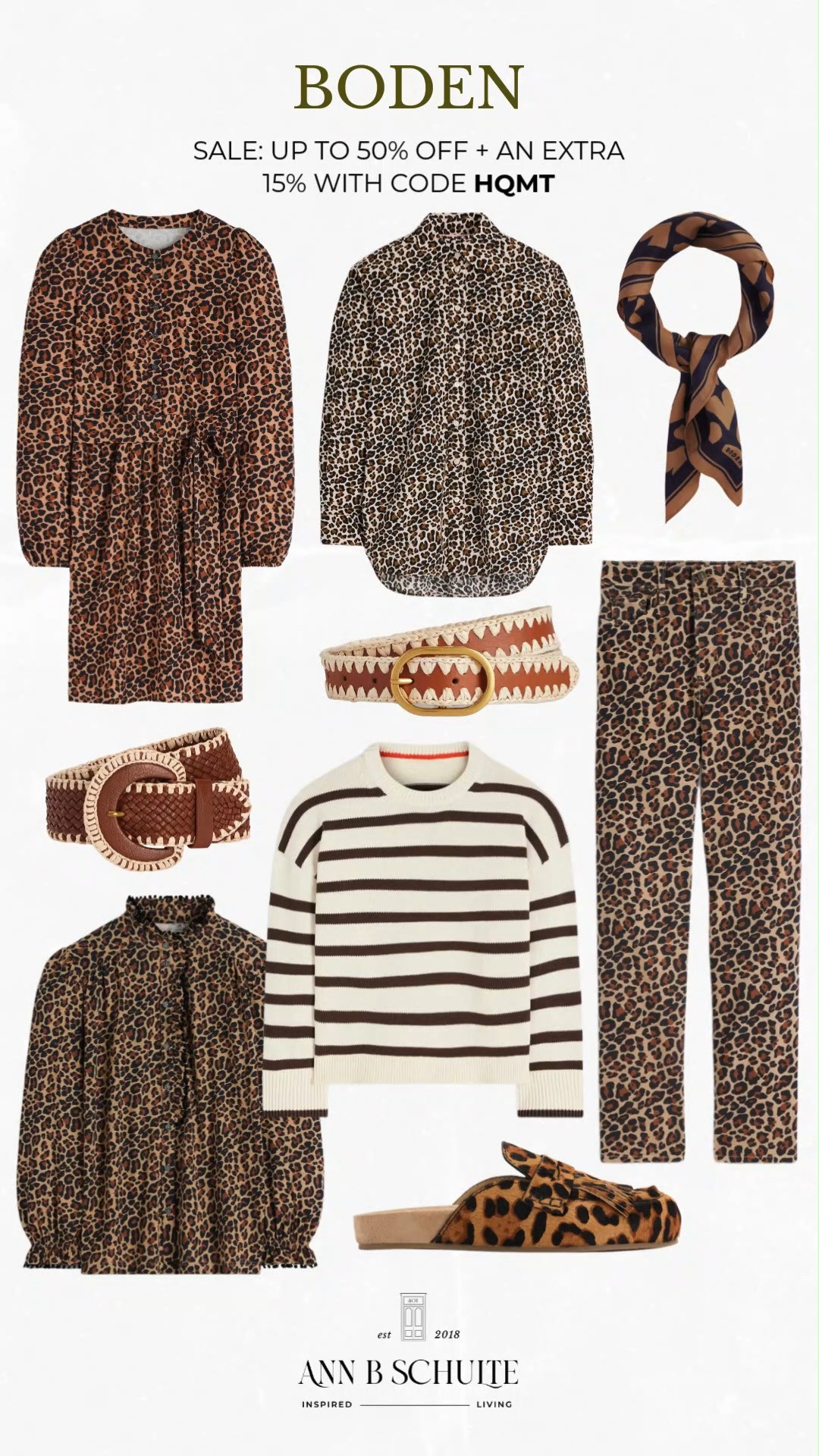 Boden’s sale is bringing a little wild style to the wardrobe with up to 50% off plus an extra 15% off with code HQMT. From leopard print dresses and blouses to statement pants, scarves, belts, and shoes, this edit makes it easy to add animal print in a way that still feels polished and wearable. Pair these bold pieces with classic stripes and warm neutrals for an effortless mix of prints and textures. Whether you go all in or add just one leopard accent, these sale finds are an easy way to give everyday outfits a playful update. 🐆🤎✨
#Boden #BodenSale #BodenStyle #LeopardPrint #AnimalPrint #FashionSale #WomensFashion #StatementStyle #EverydayStyle #FashionFinds 

 #LTKootd #LTKSaleAlert
