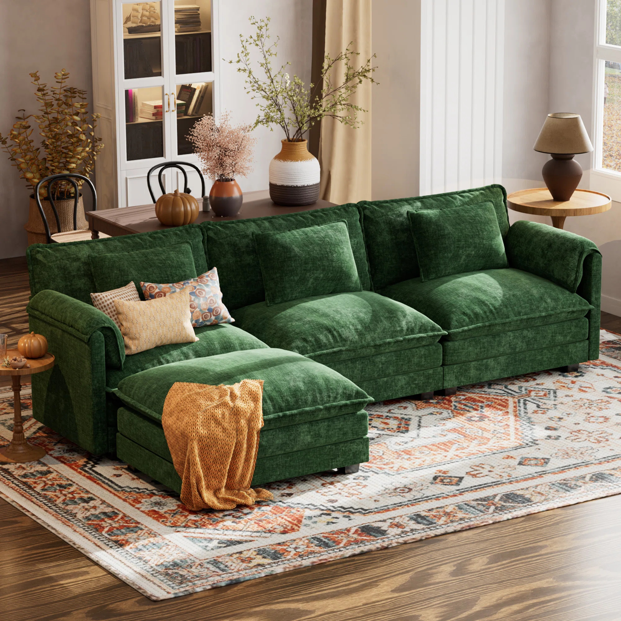 Canapé modulaire rembourré réversible en L de 4 pièces de 115 po avec tissu de qualité supé... | Wayfair North America