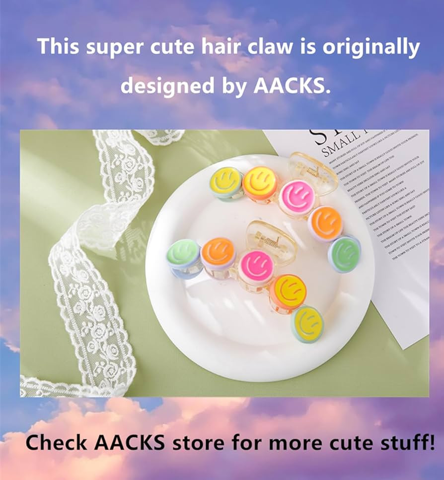 Colorful Y2K Hair Claws, Jaw Clamps and Clips - Smile Face Accessories for Girls' Summer Beach | Amazon (US)