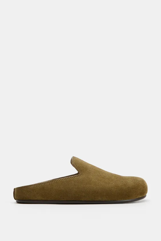 Flat split suede slingback shoes. Topstitching detail on the top. Mule style. Round toe.Sole heig... | Zara IT