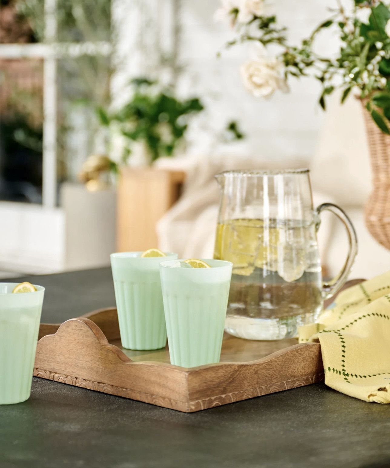 LIGHT GREEN MILK GLASS TUMBLERS
*NEW*

"Light Green Milk Glass Tumbler brings colorful drinkware to add into your cabinetry and shelves. Dress up your tablescape with pastel green color detail and bring your favorite drink recipes to life. Set the table with timeless style that transforms everyday moments into something special.”