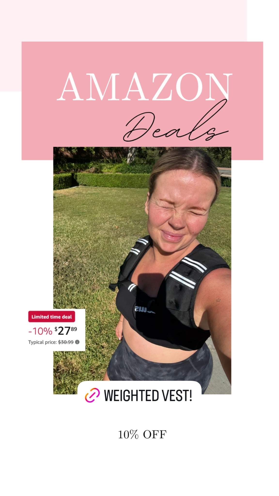 My weighted vest is on Primed Day Deal now for 20% Off!!

#LTKMidsize #LTKActive #LTKSaleAlert