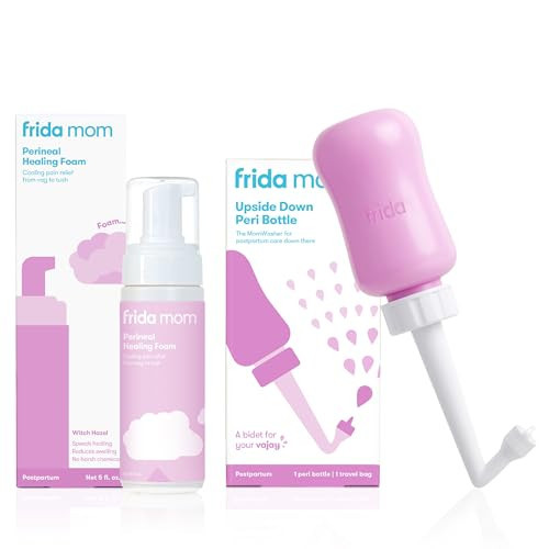 Frida Mom Upside Down Peri Bottle + Perineal Medicated Witch Hazel Healing Foam for Postpartum Care, Perineal Recovery and Cleansing After Birth | Amazon (US)