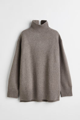 Rib-knit Turtleneck Sweater - Navy blue - Ladies | H&M US | H&M (US + CA)