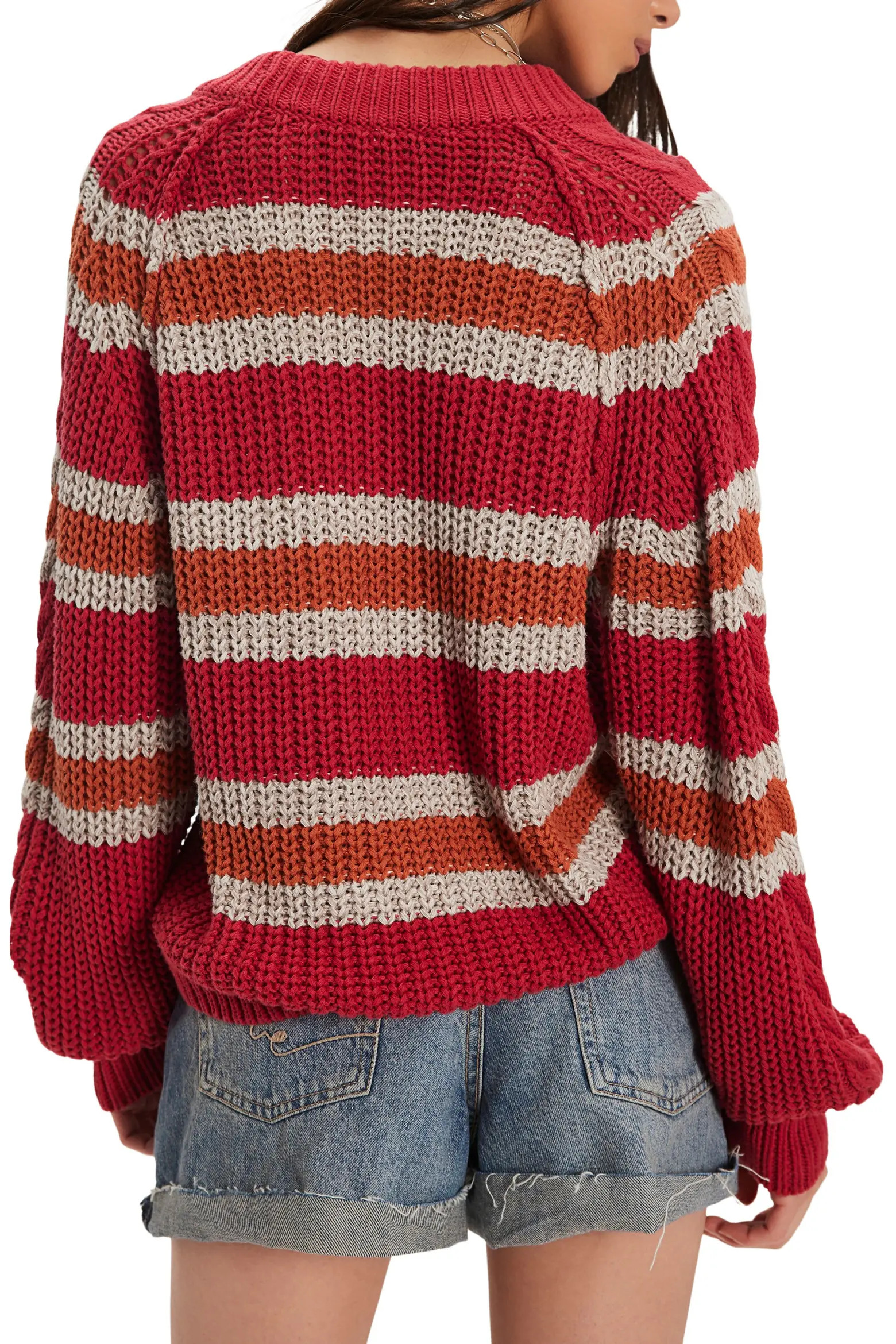 Frankie Stripe Cable Stitch Cotton Sweater (Women) | Nordstrom | Nordstrom