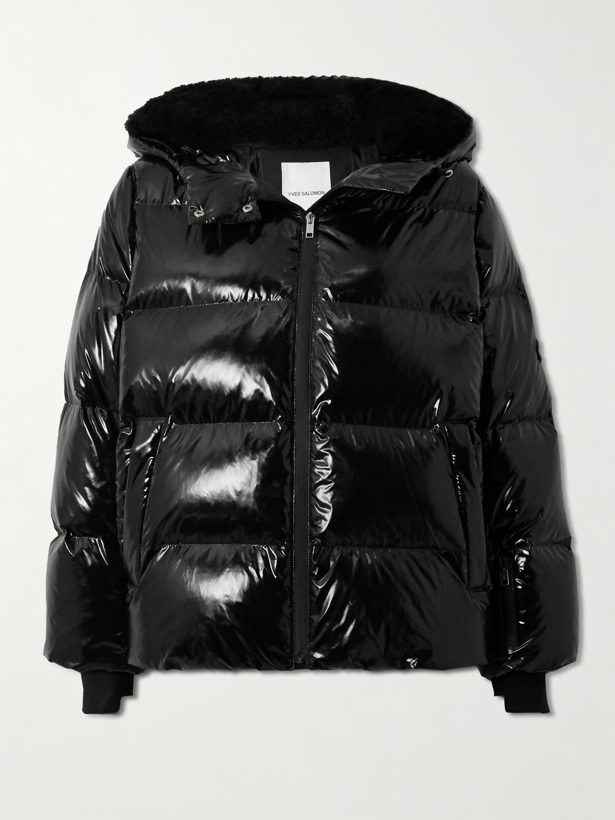 Yves Salomon - Shearling-trimmed Glossed-shell Down Ski Jacket - Black | NET-A-PORTER (US)
