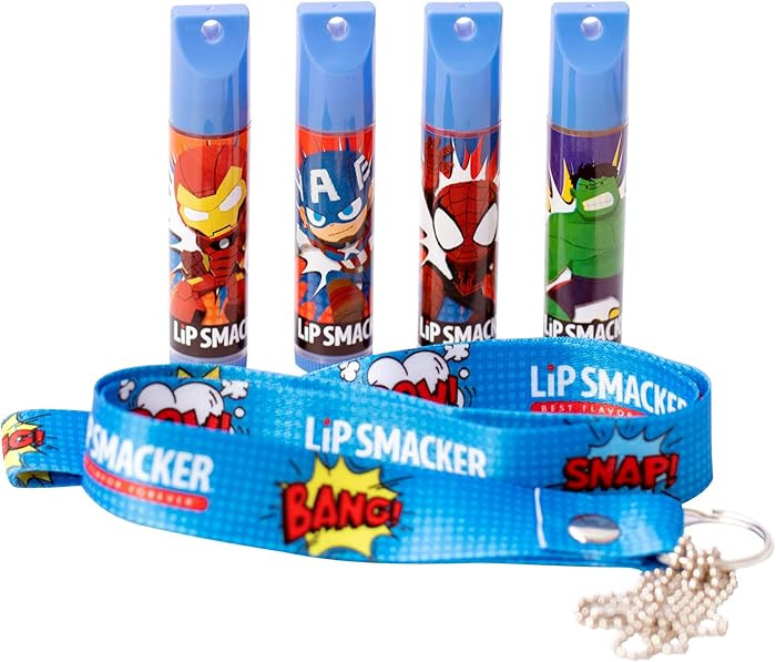 Lip Smacker Marvel, 4 piece lanyard set, lip balm for kids - Iron Man, Captain America, Spider Ma... | Amazon (US)