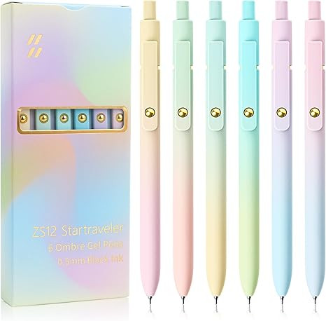 Gel Pens, 6 Pcs Fine Point Smooth Writing Pens Cute Pens for Women, High-End Series 0.5mm Black I... | Amazon (US)