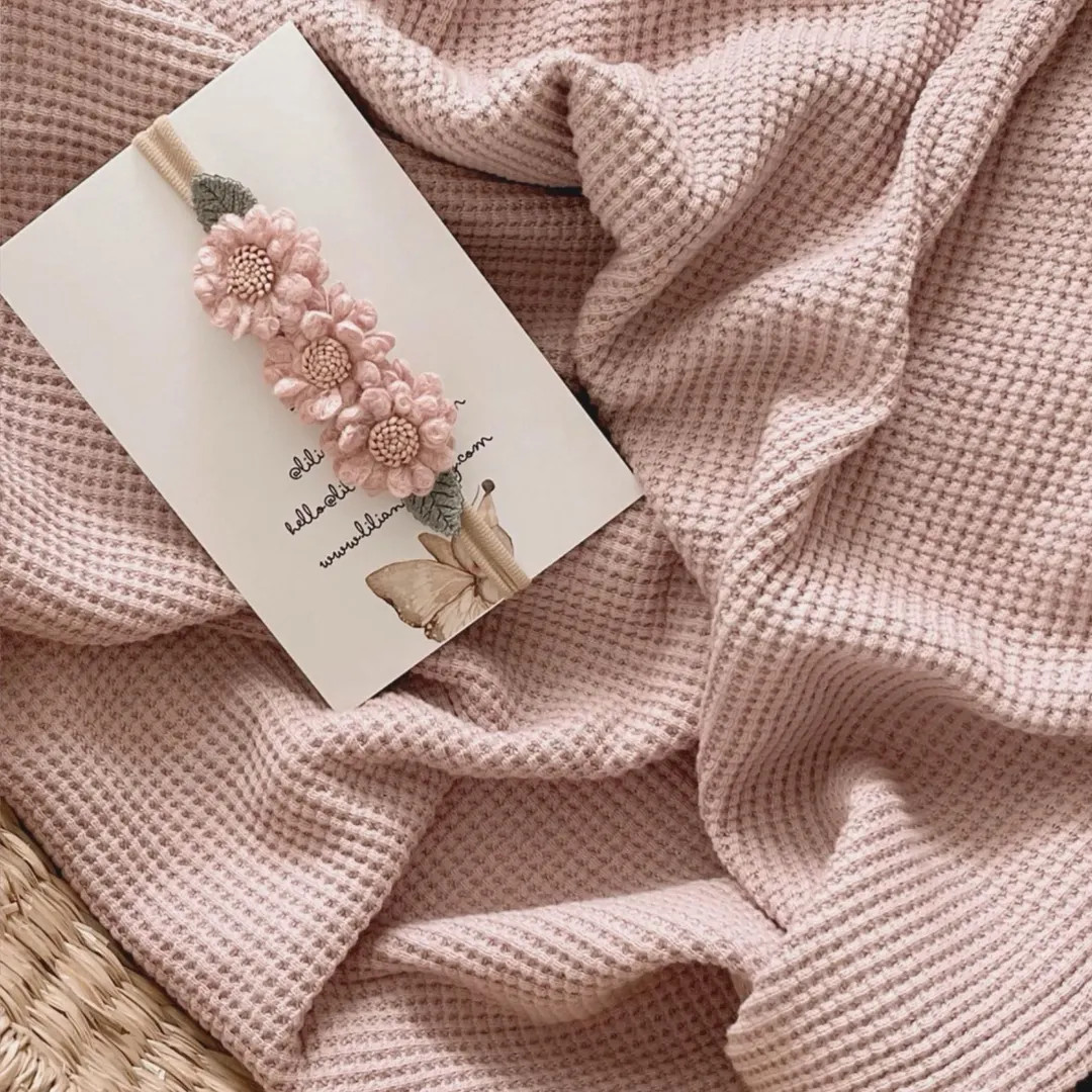 Neutral Baby Headband, Bohemian Floral Newborn Hair Bow - Etsy | Etsy (US)